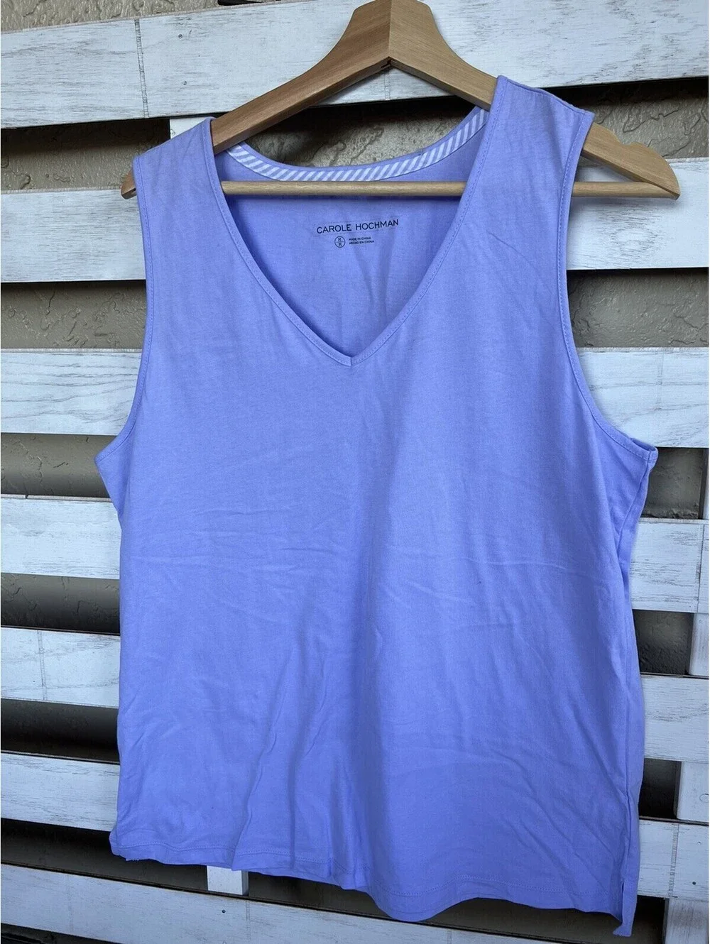 Carole Hochman Size M Light Purple V Neck Sleeveless Pajama Top Cotton.